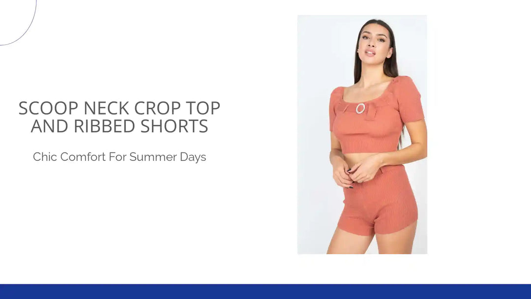 Scoop Neck Crop Top And Ribbed Shorts by@Outfy