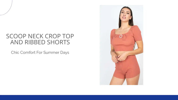Scoop Neck Crop Top And Ribbed Shorts by@Outfy