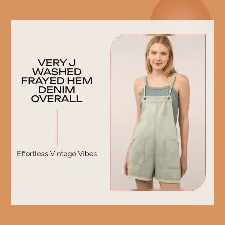 VERY J Washed Frayed Hem Denim Overall by@Outfy