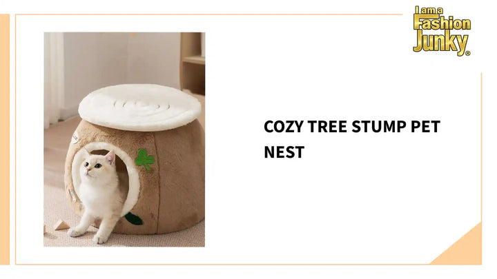 Cozy Tree Stump Pet Nest by@Outfy