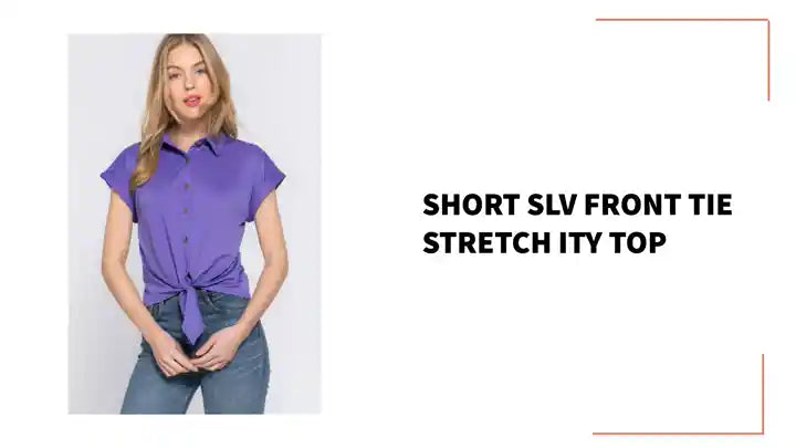 Short Slv Front Tie Stretch Ity Top by@Outfy
