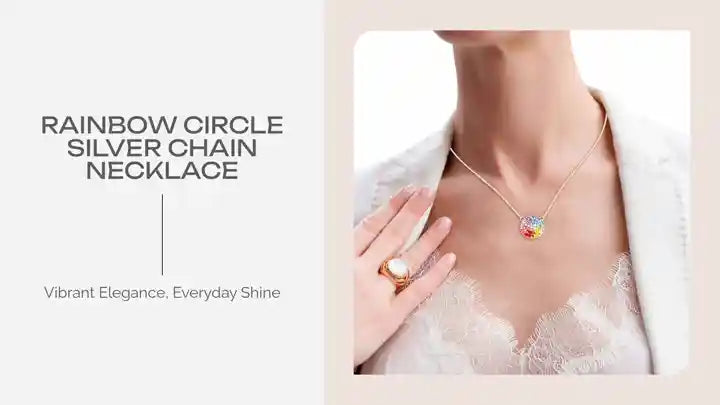Rainbow Circle Silver Chain Necklace by@Outfy