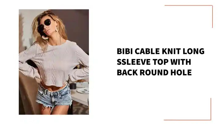 BiBi Cable Knit Long SSleeve Top with Back Round Hole by@Outfy