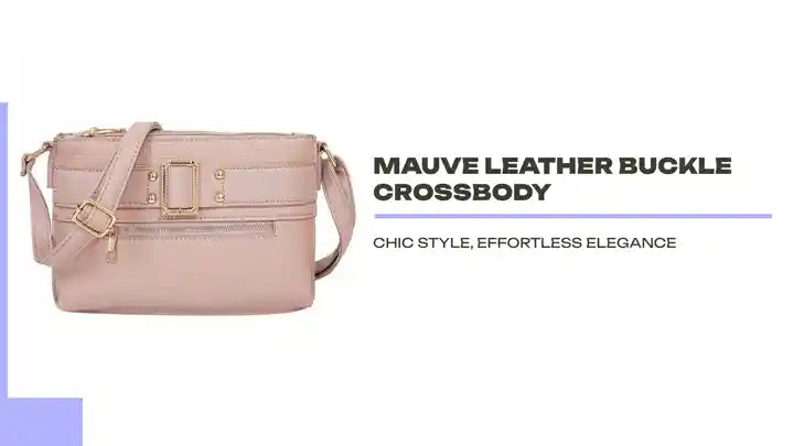 Mauve Leather Buckle Crossbody by@Outfy