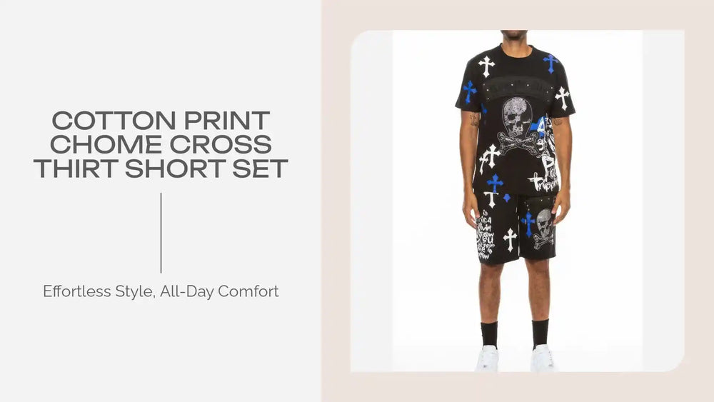 Cotton Print Chome Cross Thirt Short Set by@Outfy