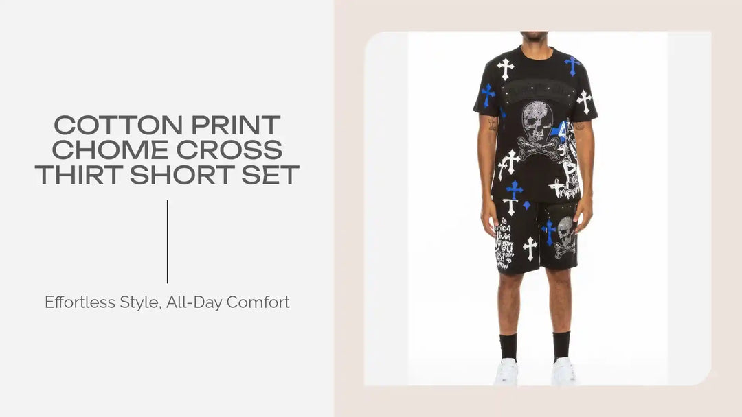 Cotton Print Chome Cross Thirt Short Set by@Outfy