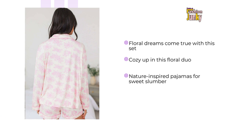 Pink Floral Long Sleeve and Pants Pajamas Set by@Outfy