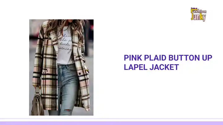 Pink Plaid Button Up Lapel Jacket by@Outfy