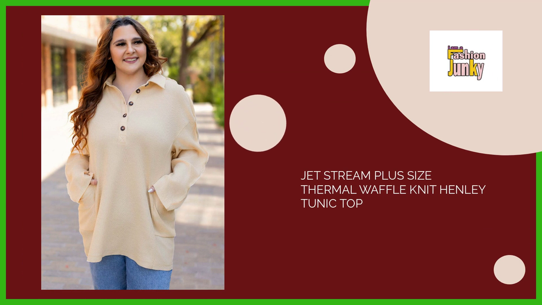 Jet Stream Plus Size Thermal Waffle Knit Henley Tunic Top by@Outfy