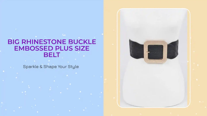Big Rhinestone Buckle Embossed Plus Size Belt by@Outfy