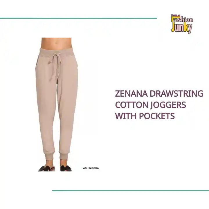 Zenana Drawstring Cotton Joggers with Pockets by@Outfy