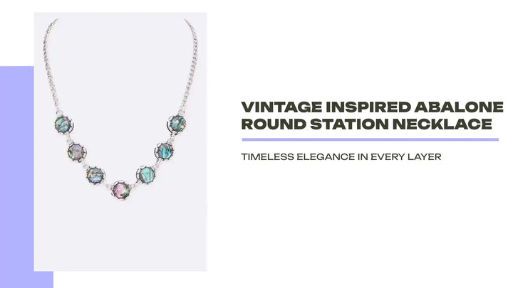Vintage Inspired Abalone Round Station Necklace by@Outfy
