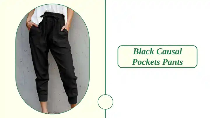 Black Causal Pockets Pants by@Outfy