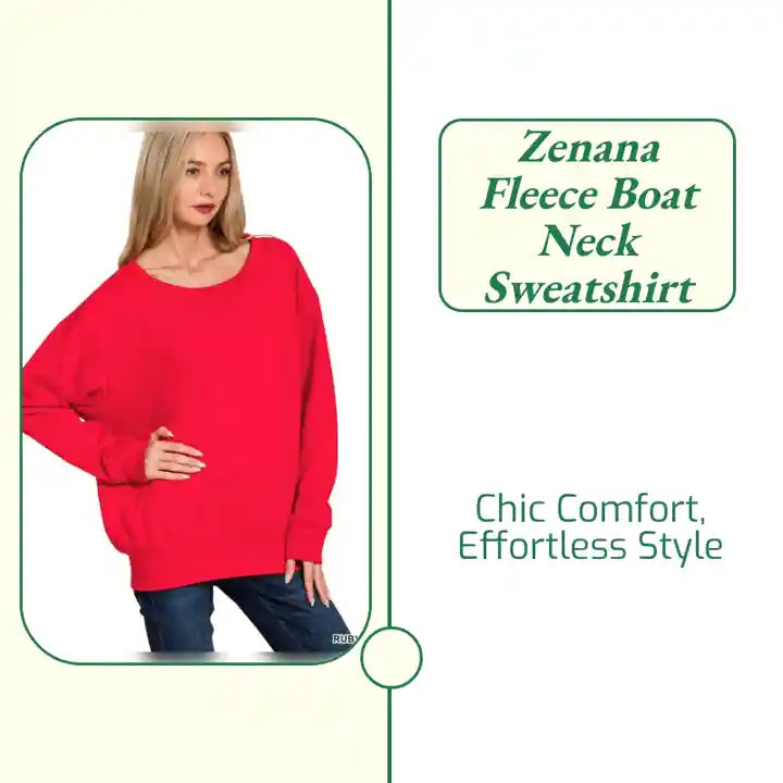 Zenana Fleece Boat Neck Sweatshirt by@Outfy