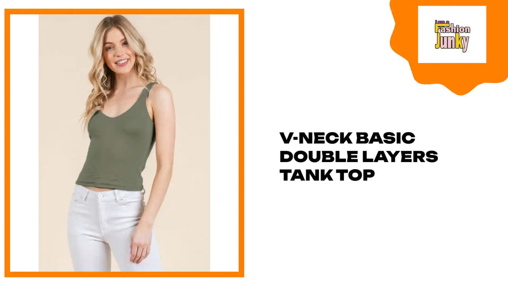 V-neck Basic Double Layers Tank Top by@Outfy