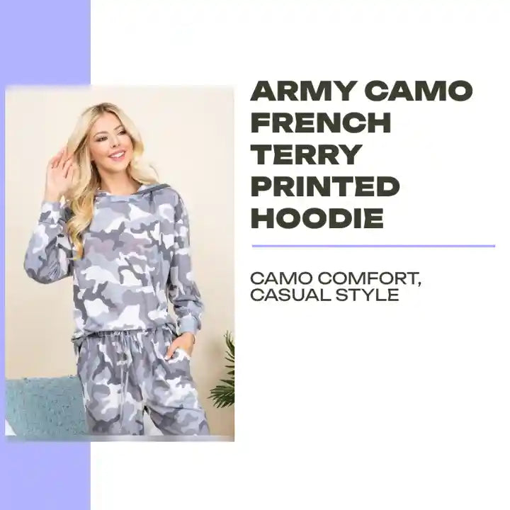 Army Camo French Terry Printed Hoodie by@Outfy
