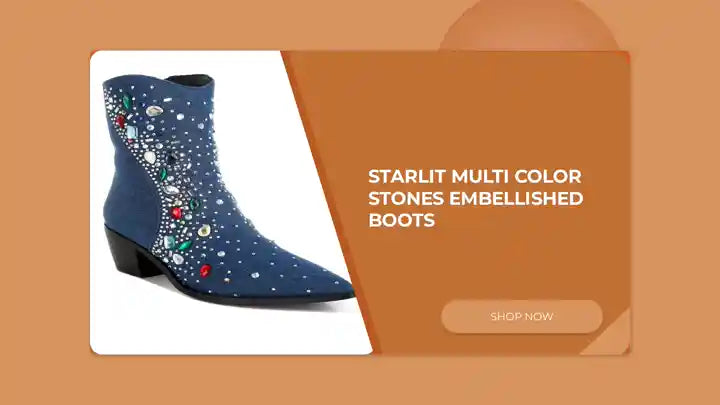 Starlit Multi Color Stones Embellished Boots by@Outfy