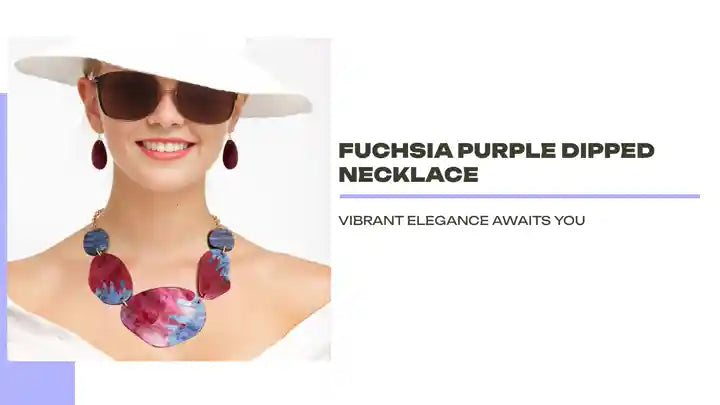 Fuchsia Purple Dipped Necklace by@Outfy