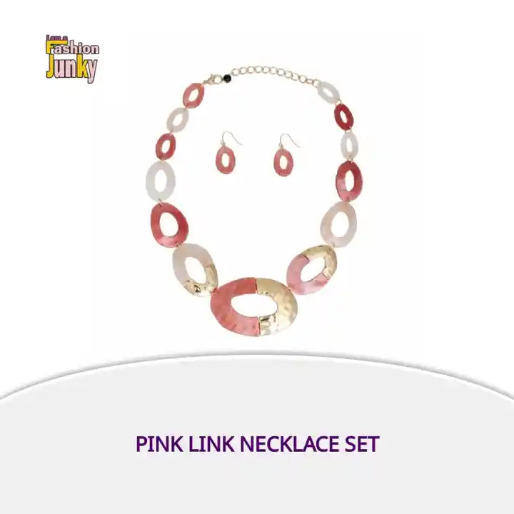 Pink Link Necklace Set by@Outfy