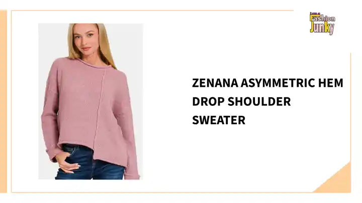 Zenana Asymmetric Hem Drop Shoulder Sweater by@Outfy
