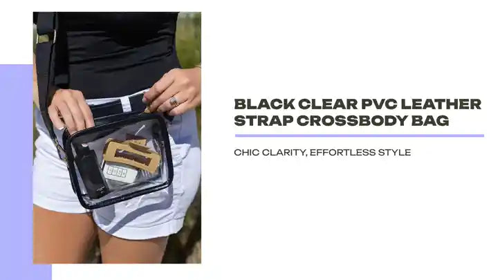 Black Clear PVC Leather Strap Crossbody Bag by@Outfy