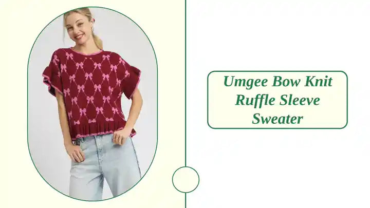 Umgee Bow Knit Ruffle Sleeve Sweater by@Outfy