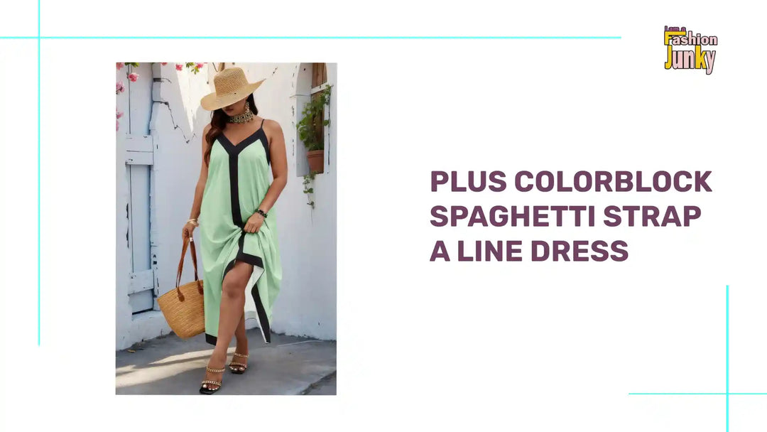 Plus Colorblock Spaghetti Strap A Line Dress by@Outfy