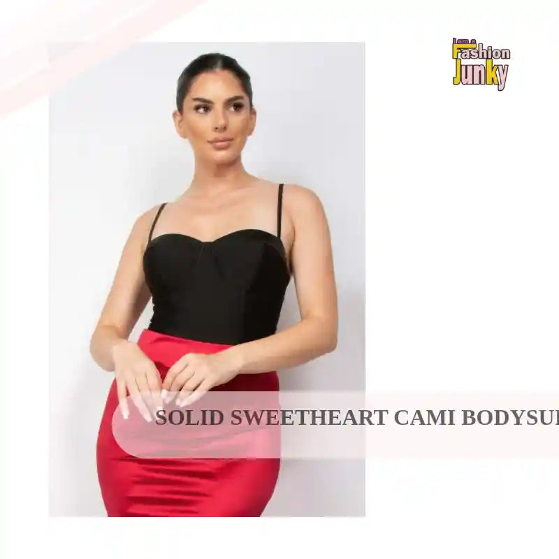 Solid Sweetheart Cami Bodysuit by@Outfy