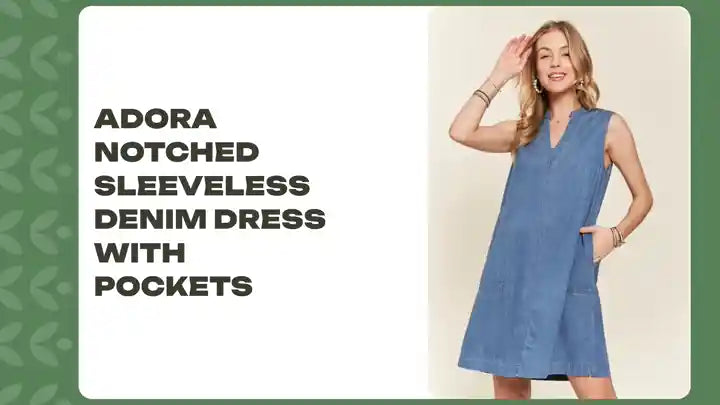 ADORA Notched Sleeveless Denim Dress with Pockets by@Outfy