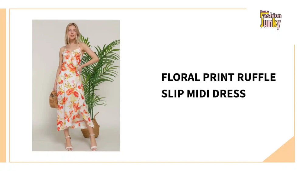 Floral Print Ruffle Slip Midi Dress by@Outfy
