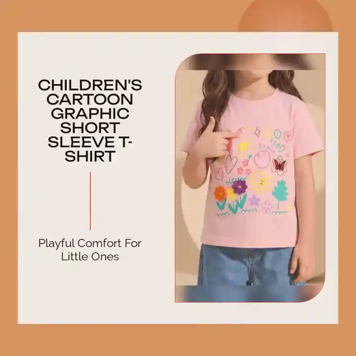 Children's Cartoon Graphic Short Sleeve T-Shirt by@Outfy