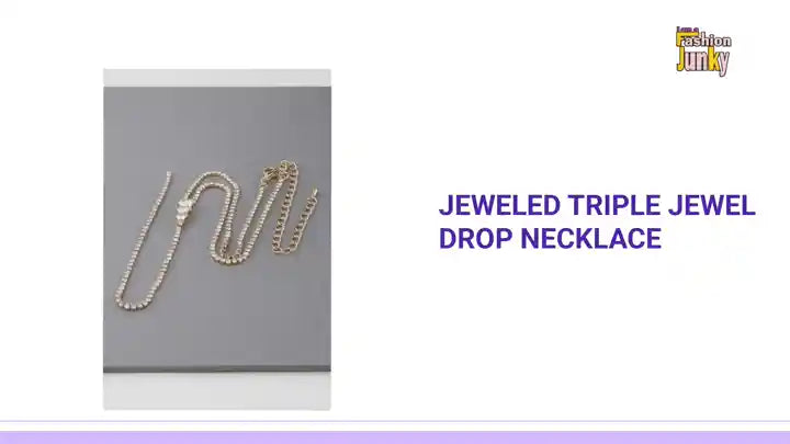 Jeweled Triple Jewel Drop Necklace by@Outfy