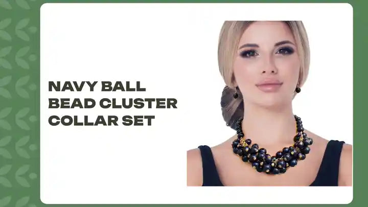 Navy Ball Bead Cluster Collar Set by@Outfy