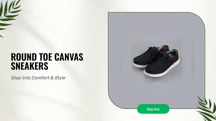 Round Toe Canvas Sneakers by@Outfy