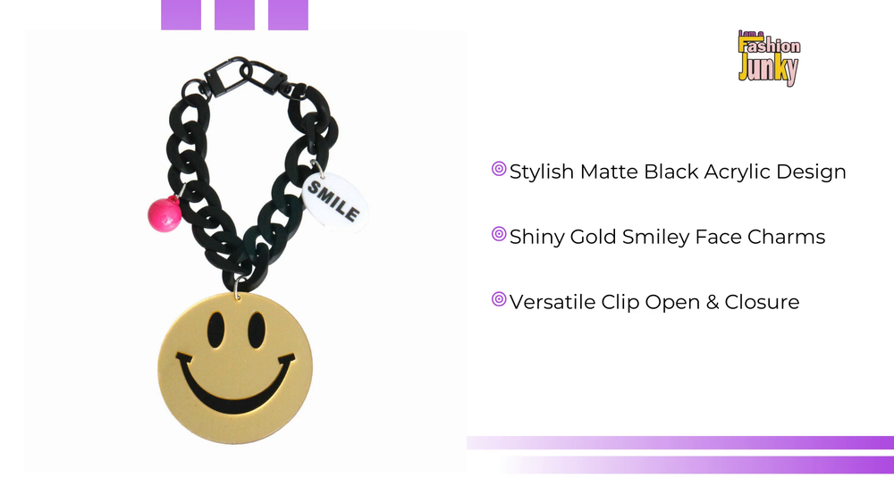Gold Big Smile Keychain Bag Charm by@Outfy