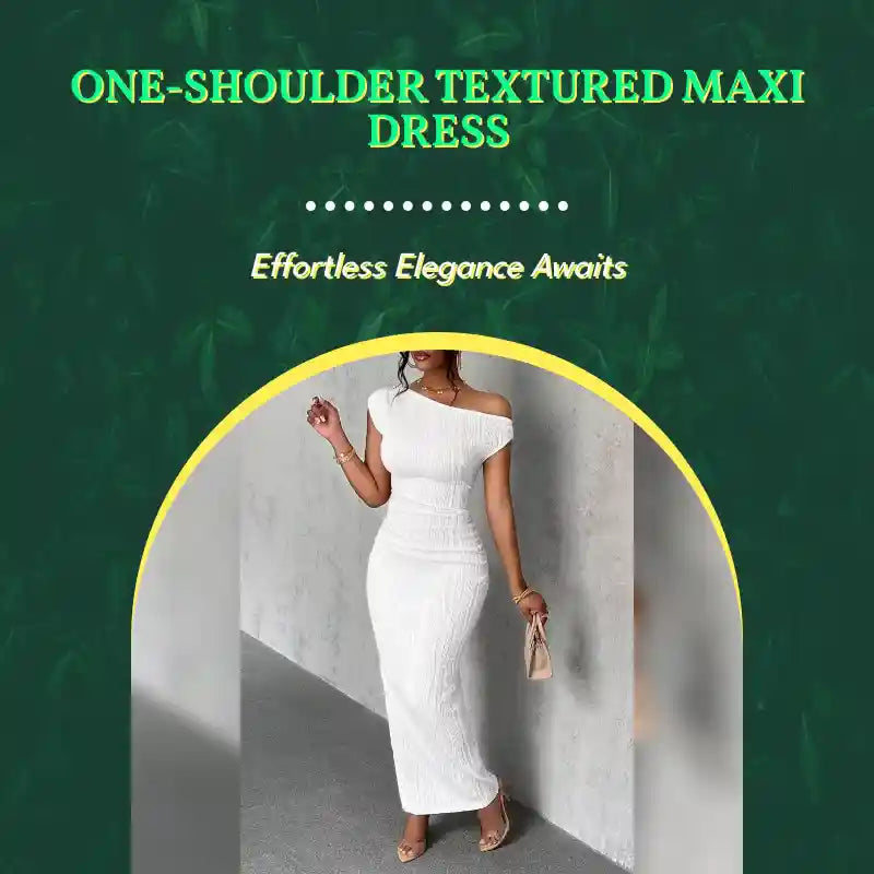 One-Shoulder Textured Maxi Dress by@Outfy