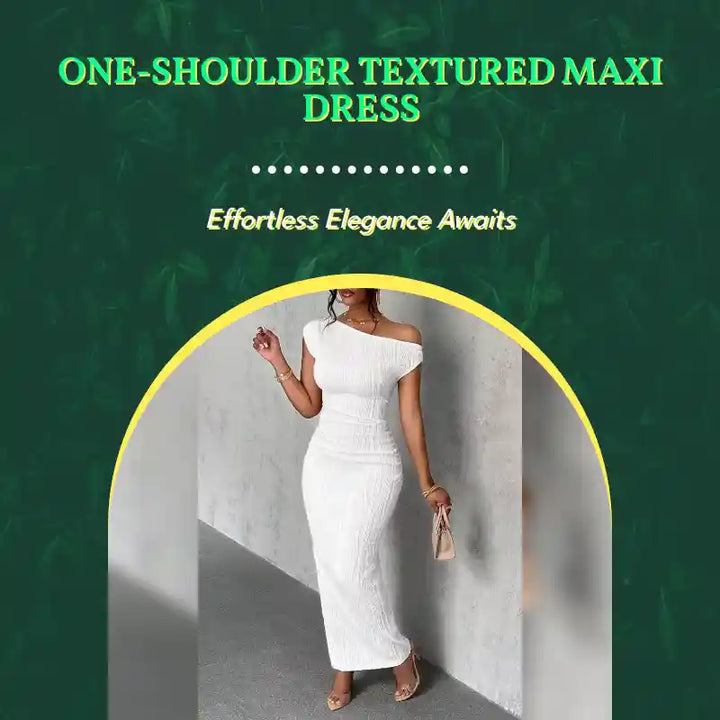 One-Shoulder Textured Maxi Dress by@Outfy