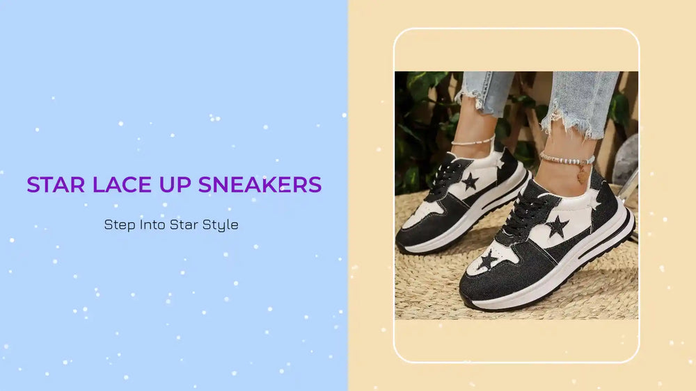 Star Lace Up Sneakers by@Outfy
