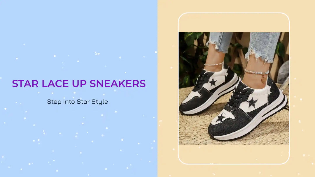 Star Lace Up Sneakers by@Outfy