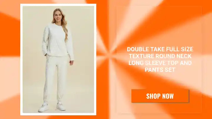 Double Take Full Size Texture Round Neck Long Sleeve Top and Pants Set by@Outfy