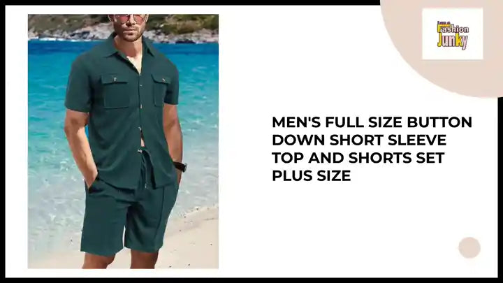 Men's Full Size Button Down Short Sleeve Top and Shorts Set Plus Size by@Outfy