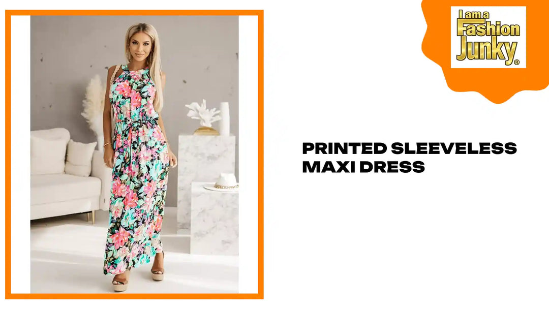Printed Sleeveless Maxi Dress by@Outfy