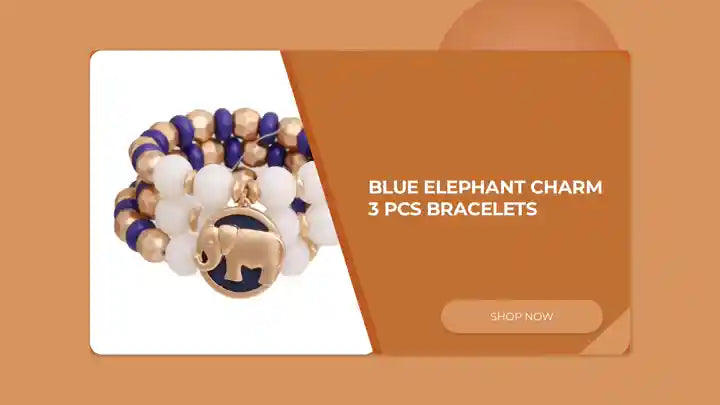 Blue Elephant Charm 3 Pcs Bracelets by@Outfy