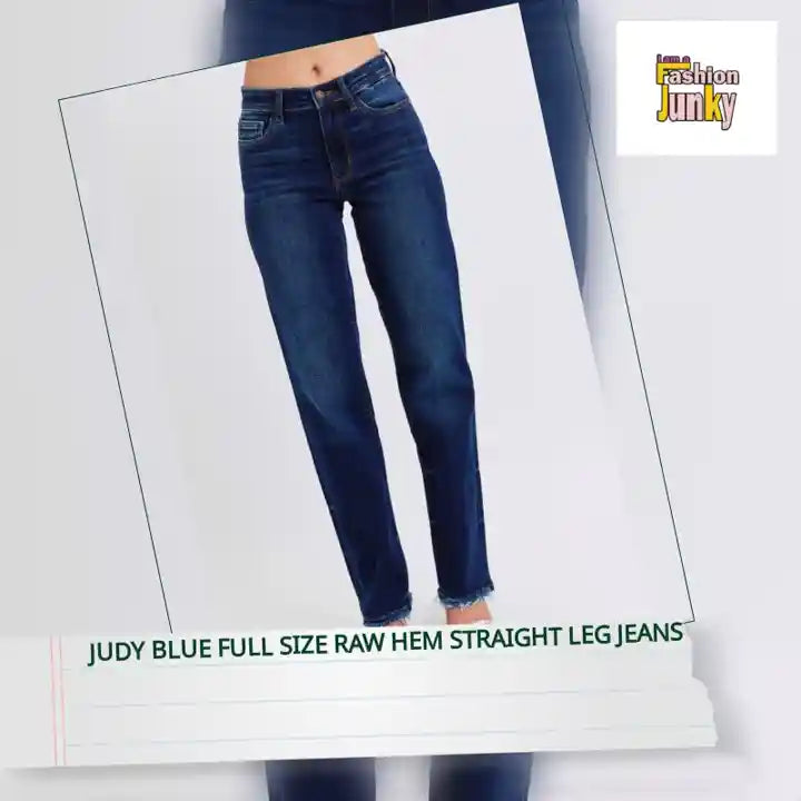 Judy Blue Full Size Raw Hem Straight Leg Jeans by@Outfy