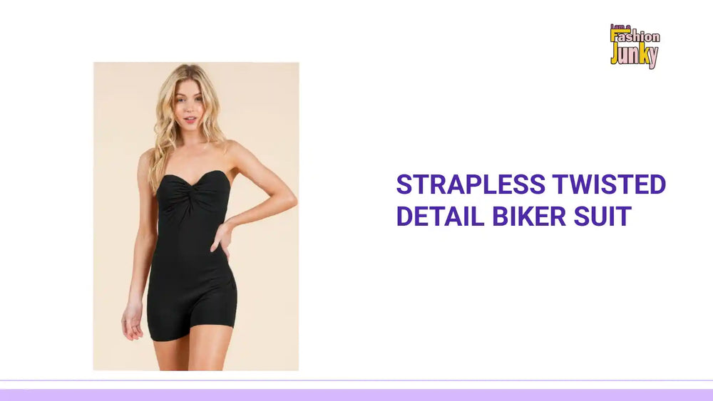 Strapless Twisted Detail Biker Suit by@Outfy