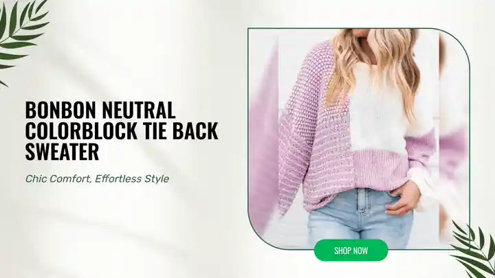 Bonbon Neutral Colorblock Tie Back Sweater by@Outfy