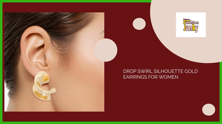 Drop Swirl Silhouette Gold Earrings for Women by@Outfy
