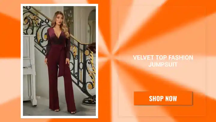 Velvet Top Fashion Jumpsuit by@Outfy