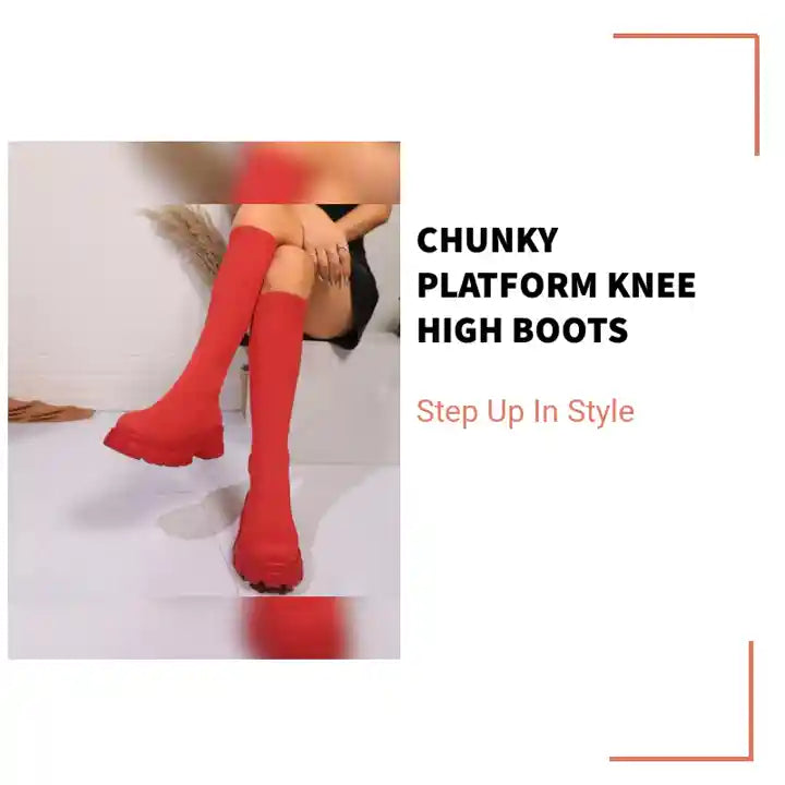 Chunky Platform Knee High Boots by@Outfy