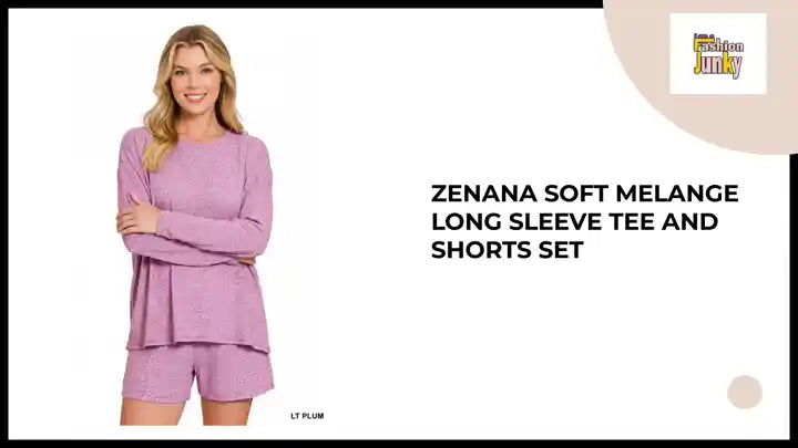Zenana Soft Melange Long Sleeve Tee and Shorts Set by@Outfy